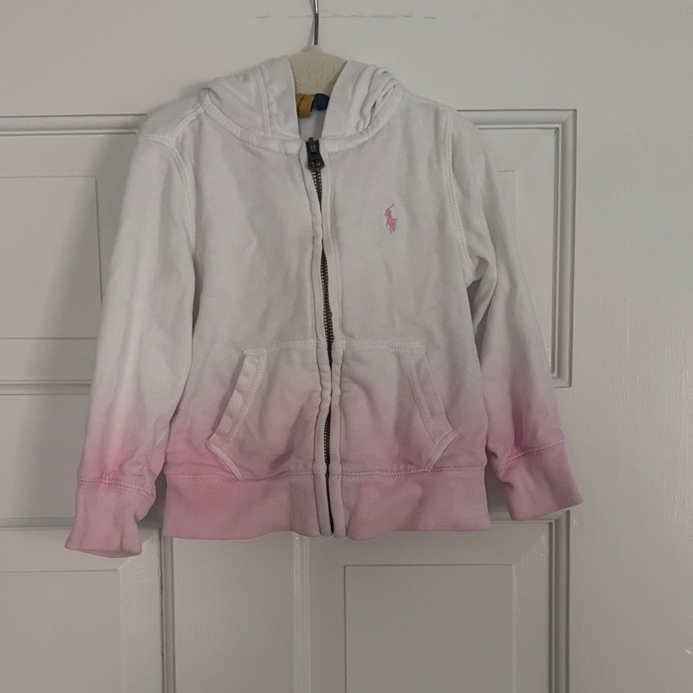 Ralph Lauren White-to-Light Pink Zip Hoodie